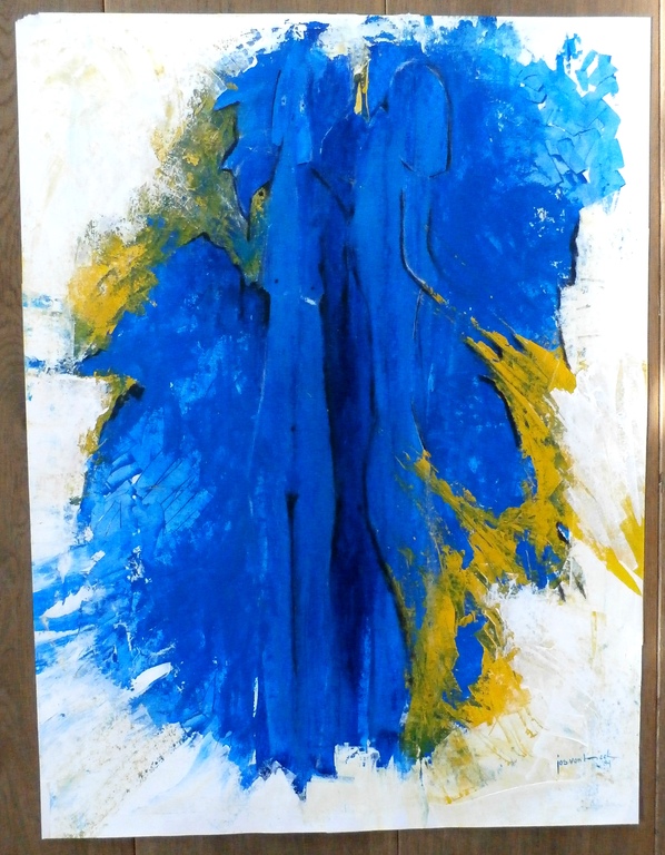 Jos van Beek - acryl op papier: duo - 1989 kopen? Bied vanaf 100!