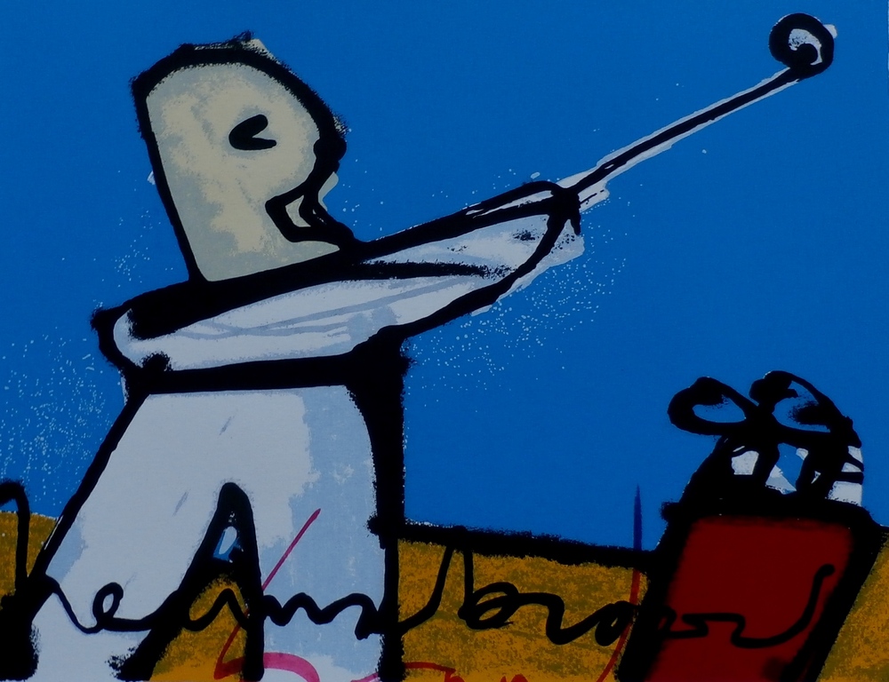 Herman Brood - zeefdruk: Golfer - gesigneerd verkocht voor € 225!