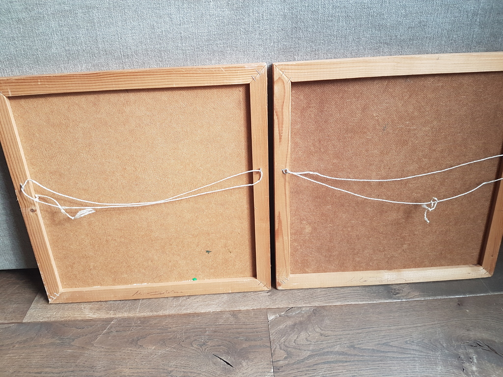 2 X schilderij, abstract tweeluik, olieverf op board kopen? Bied vanaf 1!