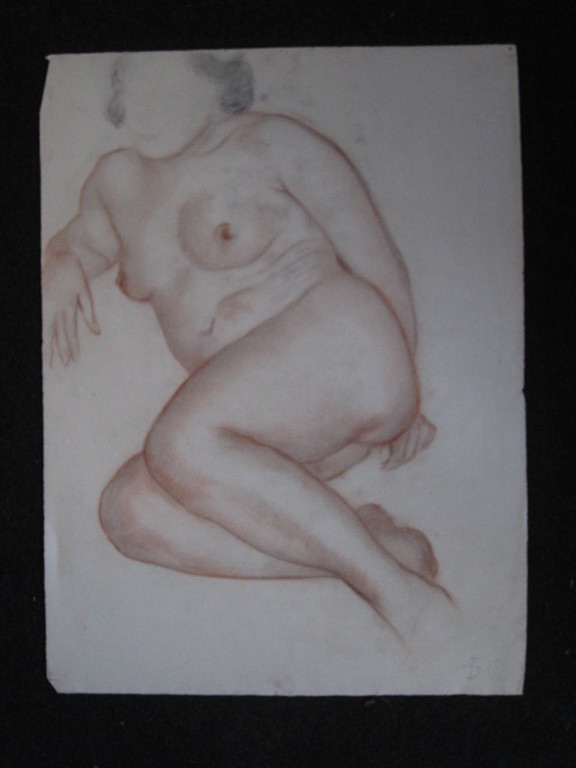 Gesigneerde roodkrijttekening "liggend vrouwelijk Naakt" door Frits Schiller  kopen? Bied vanaf 1!