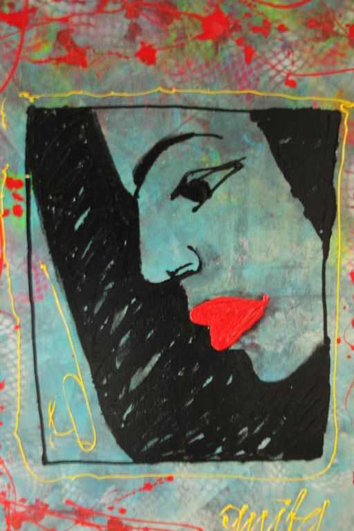 Anita de Harde, Acrylverf op doek, 'In gedachte' verkocht voor € 110!