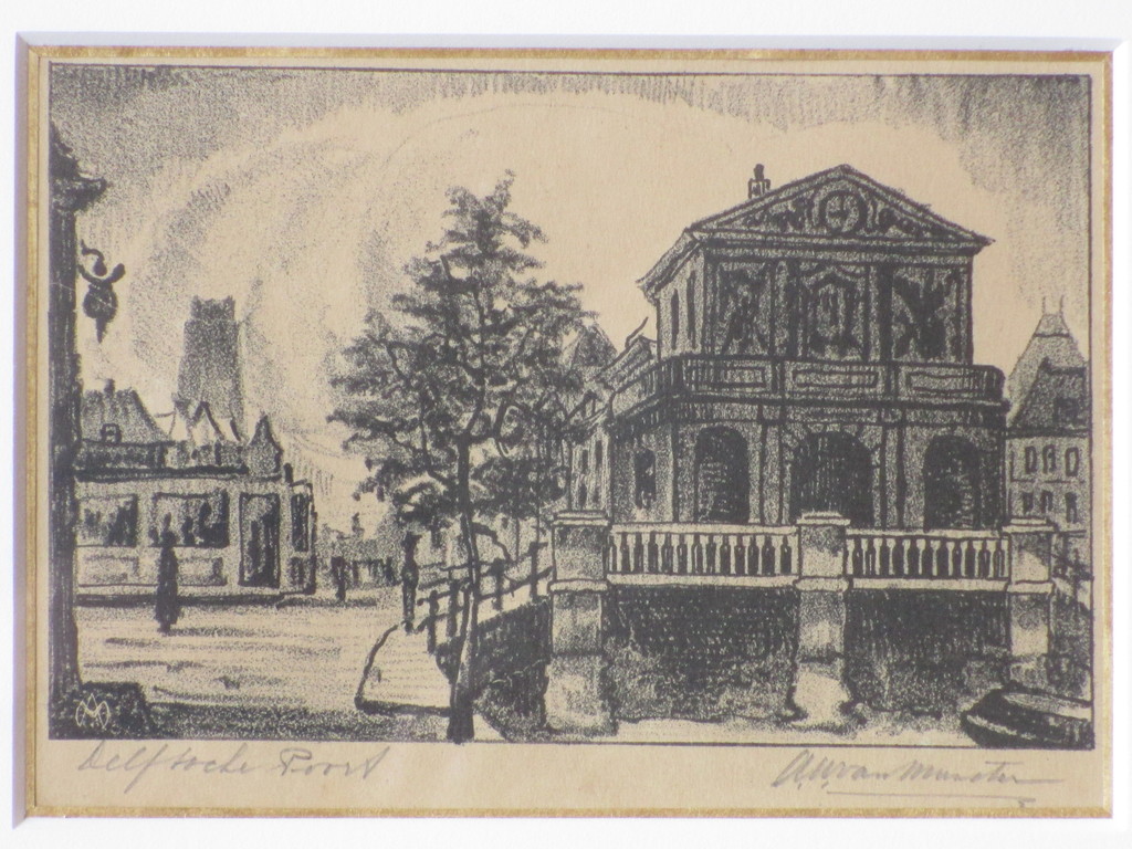 A.W. van Munster, Delftsche Poort Rotterdam, Litho kopen? Bied vanaf 20!