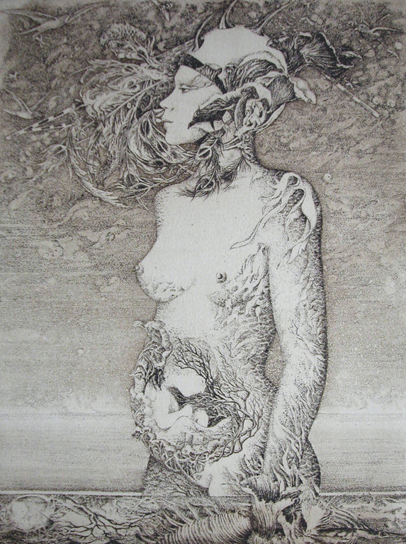 Gea Karhof, In bloei staan, ets verkocht voor € 60!