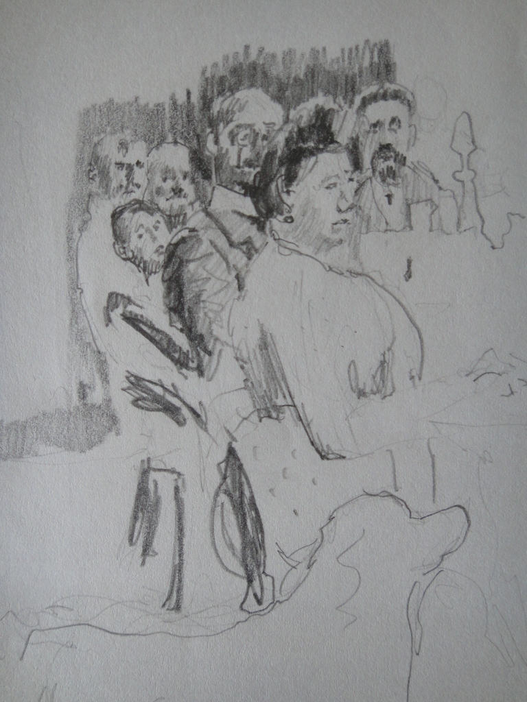 Jan Prins (1956) - tekening - gezelschap aan tafel kopen? Bied vanaf 1!