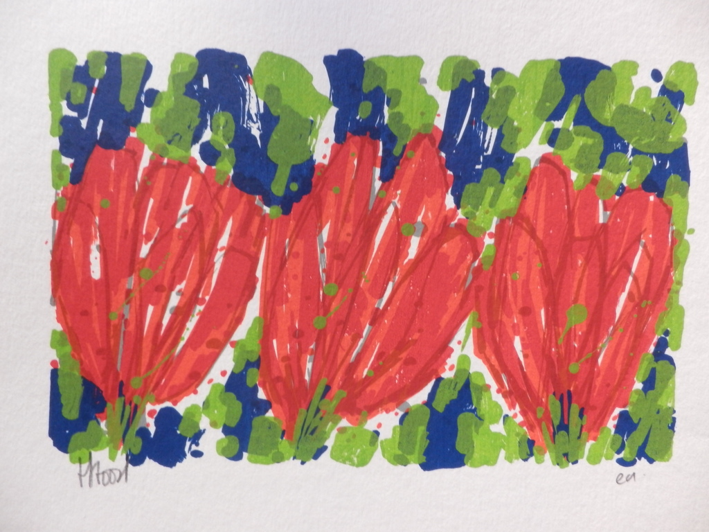 AD van HASSEL Zeefdruk  RODE TULPEN  Handgesigneerd  LEUK KADO!!! kopen? Bied vanaf 1!