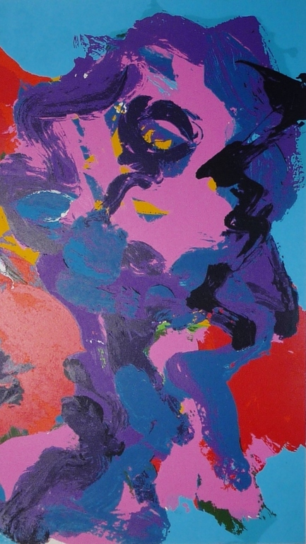 Karel Appel, Kleurenzeefdruk, Titel: Hoofden als bloemen kopen? Bied vanaf 200!