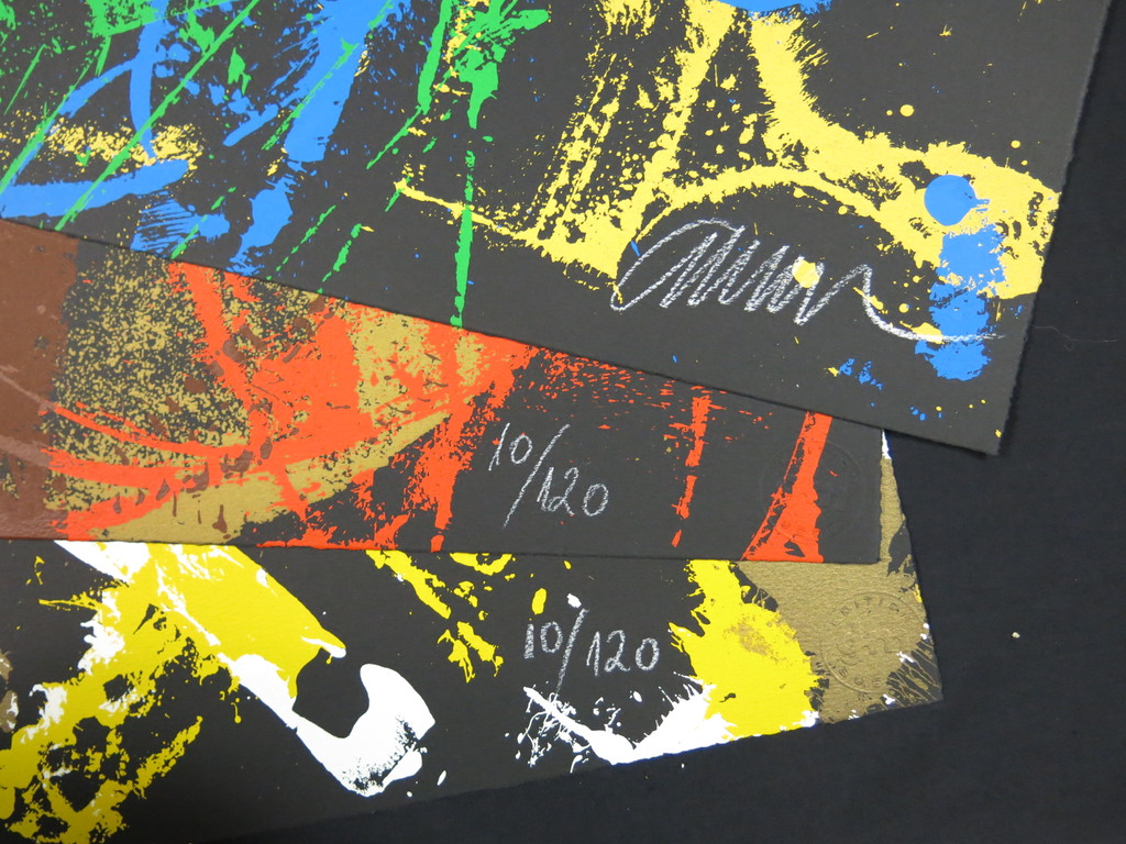 Arman: Portfolio met 3 zeefdrukken, Melody for Strings (Zeer groot) kopen? Bied vanaf 750!