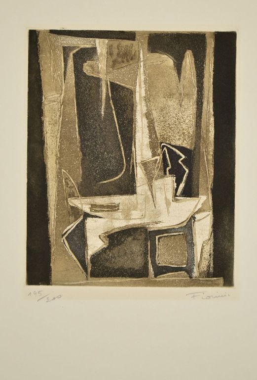 Marcel Fiorini: Ets/aquatint. Abstracte compositie kopen? Bied vanaf 50!