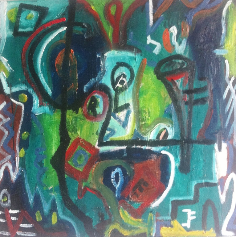 " Jungle Party....." - John Foppen - Olieverf op 3D canvas - gesigneerd. verkocht voor € 99!