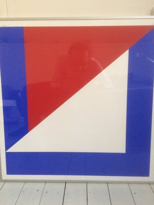 Bob Bonies - Compositie in rood en blauw kopen? Bied vanaf 75!