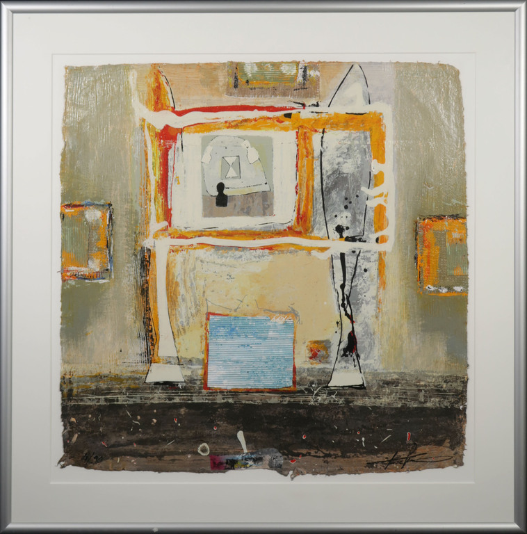 Kantcho Kanev: Zeefdruk en Collage, Z.T. - Ingelijst (Groot) verkocht voor € 120!