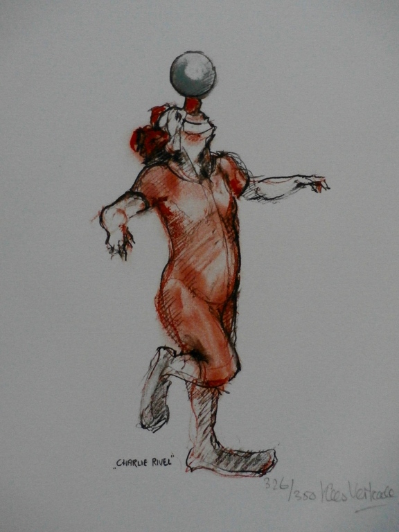 Kees verkade - zeefdruk: Charlie Rivel kopen? Bied vanaf 150!