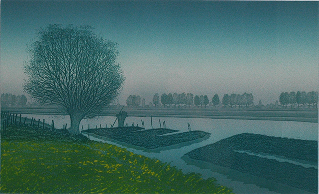 Hans Heyman: Land en water - zeefdruk, 1990 verkocht voor € 35!