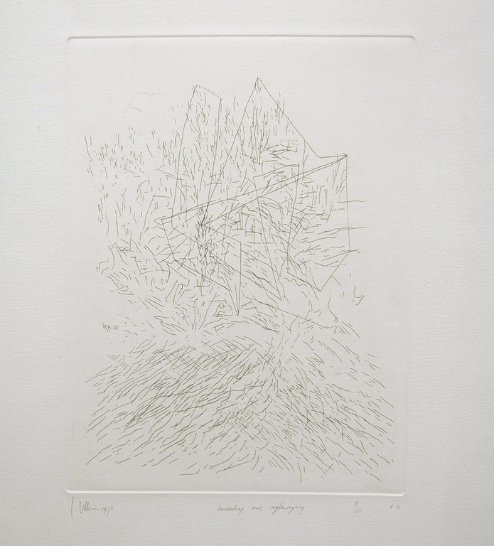 Jaap Hillenius, ets, landschap met oogbeweging verkocht voor € 160!