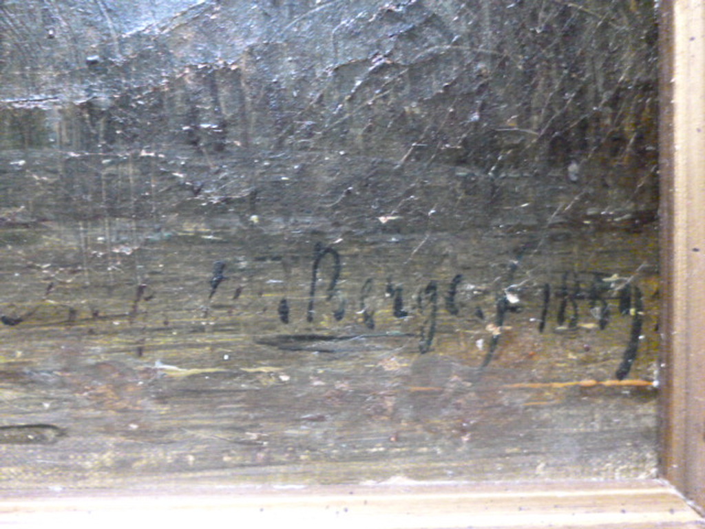 B.G. ten Berge - olieverf - Landschap met vee en een hooiwagen bij een brug kopen? Bied vanaf 1150!