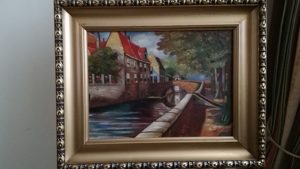 Onbekend kunstenaar, olieverf op paneel, figuratief stadszicht kopen? Bied vanaf 1!