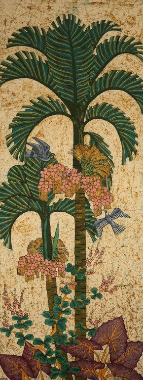 Onbekend gesigneerd: Batik op doek, Palm - Ingelijst (Zeer groot) kopen? Bied vanaf 75!