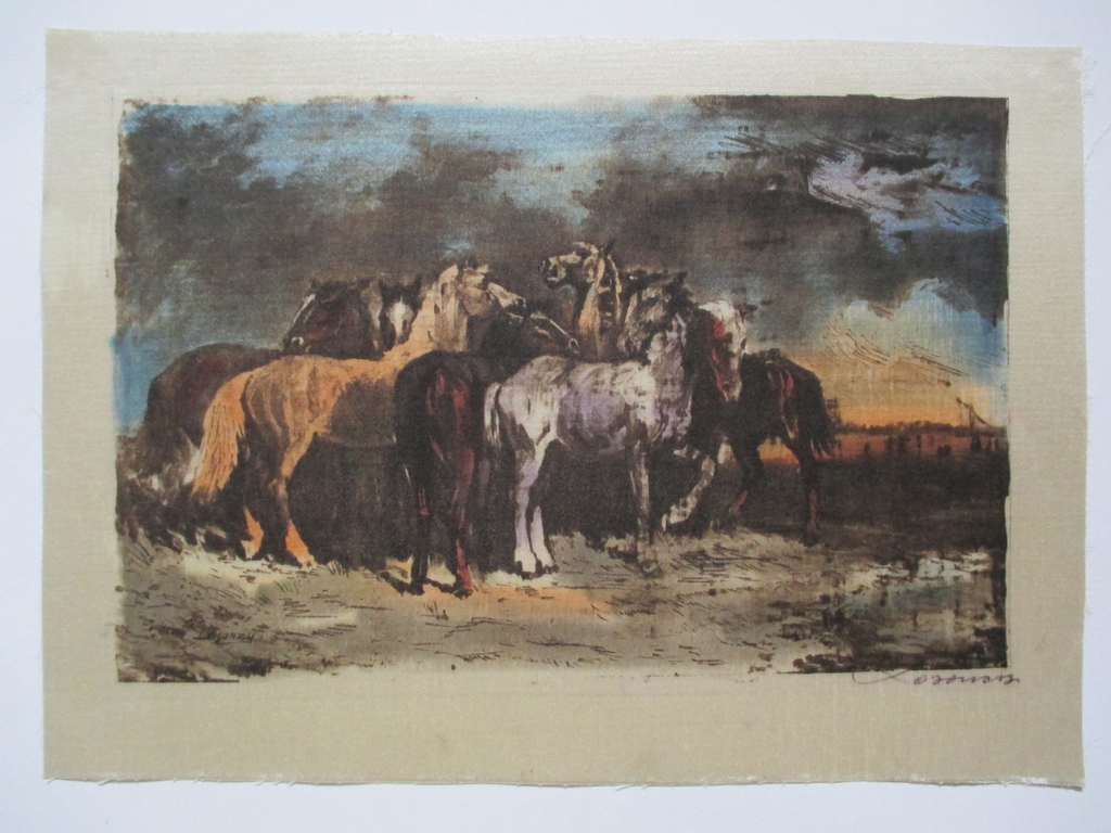 Onbekend gesign. handgekleurde ets op zijde kopen? Bied vanaf 1!