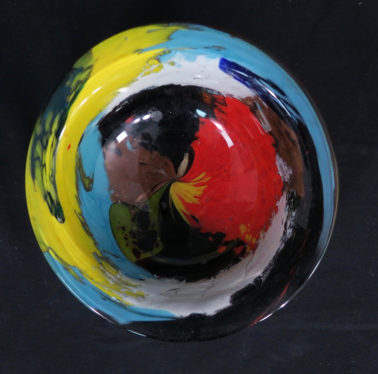 Murano: Kleurrijk rondgevormd schaaltje van glas met goudslijpsel kopen? Bied vanaf 20!