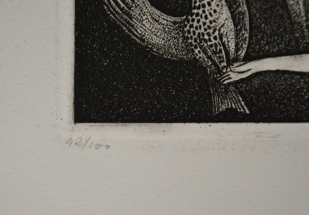 Hans van Draanen: Ets. Figuren met vogel kopen? Bied vanaf 20!