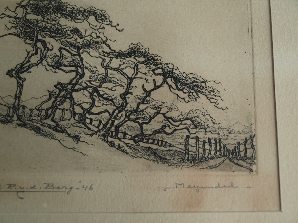 Ruurd van den Berg : Ets , Meijendel – gesigneerd & ingelijst - 1946  kopen? Bied vanaf 1!