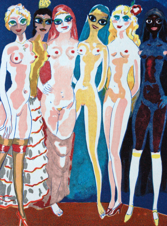 Kees van Dongen - Houtgravure 1955 - “ Les six Adolescentes ” - 1001 nacht kopen? Bied vanaf 75!