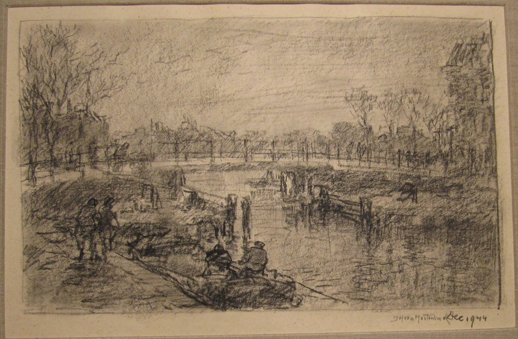 J.H.van Mastenbroek, tekening brug over gracht verkocht voor € 60!
