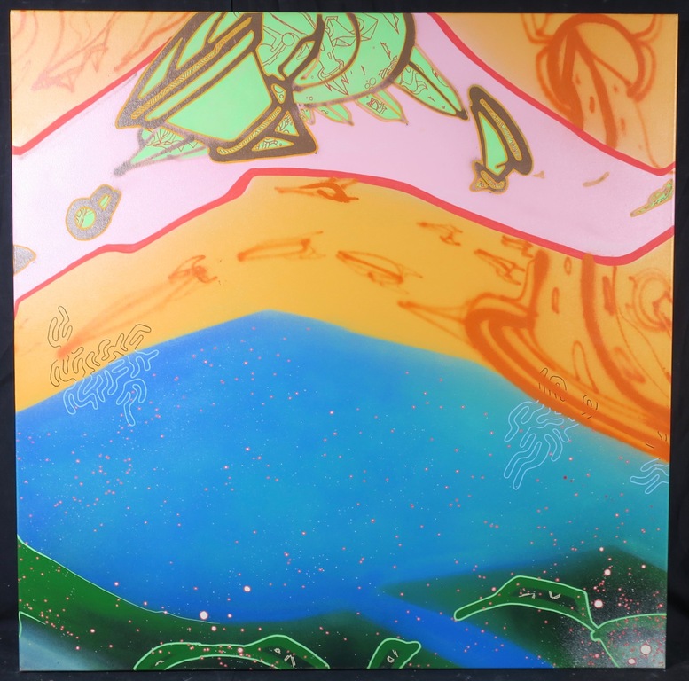 KOOR: Spray paint op doek, Waterworlds III (groot) kopen? Bied vanaf 400!