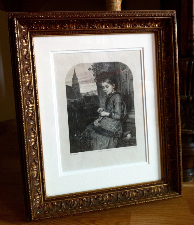 Jacob H. Maris, Meisje met breiwerkje, lithografie door F.H. Weissenbruch  verkocht voor € 85!