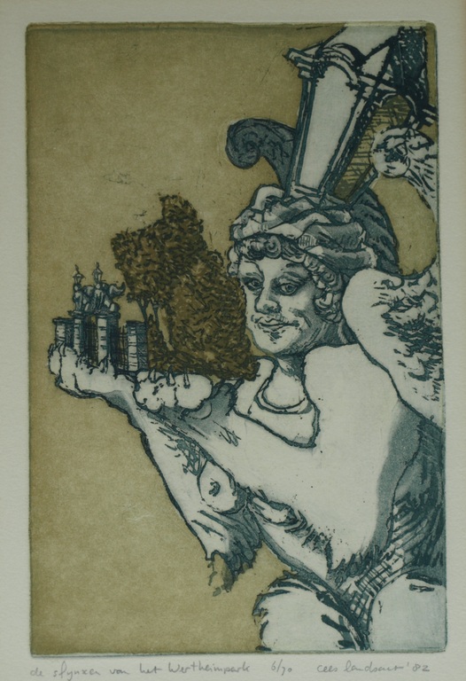 Cees Landsaat: Ets en aquatint , Sfinxen Wertheimpark – Ingelijst – 1982 - 6/70  kopen? Bied vanaf 1!