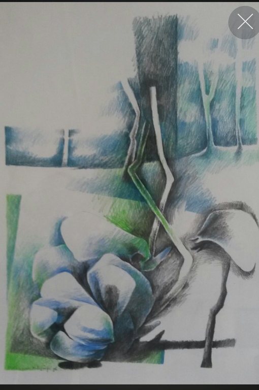 gemengde techniek op papier, ingelijst met luxe passe-partout gesigneerd kopen? Bied vanaf 1!