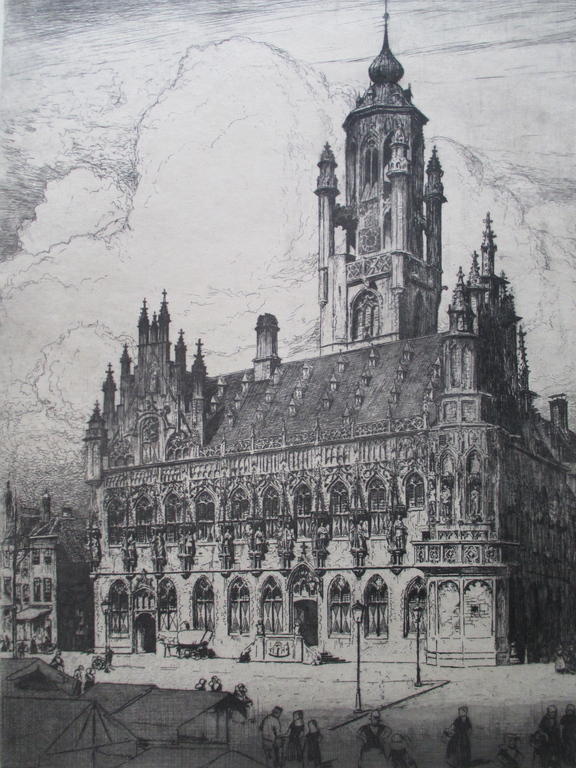 Eugene Lucker, stadhuis Middelburg, handgesigneerd verkocht voor € 50!