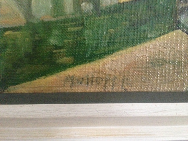 M. van Hoff - Vrouw in straatje - Olieverf op doek - in lijst - Gesigneerd kopen? Bied vanaf 20!