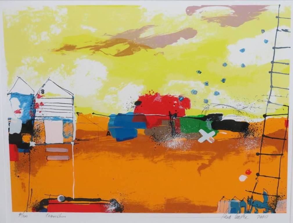 Theo Koster: Zeefdruk, Connection - Ingelijst (groot) verkocht voor € 90!