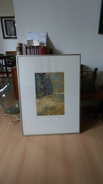 E.Urselmann: "Bos achter de Slotpleats", Houtsnede in kleur, 1982. kopen? Bied vanaf 50!