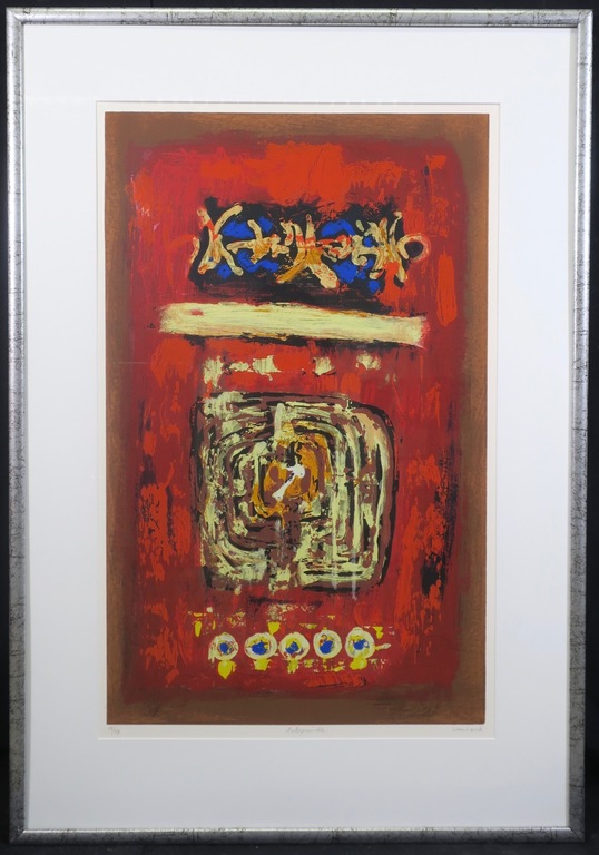 Hans Vanhorck: Zeefdruk, Labyrinth - Ingelijst verkocht voor € 60!