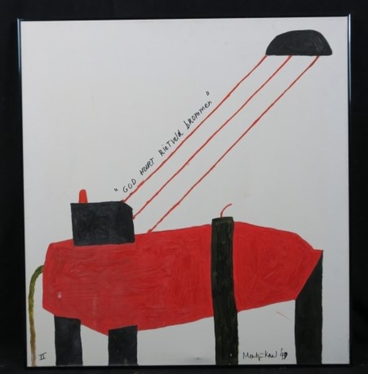 Meertje Kaal: Olieverf op doek, God hoort Rietveld brommen - Ingelijst (groot) kopen? Bied vanaf 1!