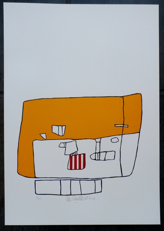 Cees Andriessen - linosnede: Bollewop  - 1974 kopen? Bied vanaf 45!