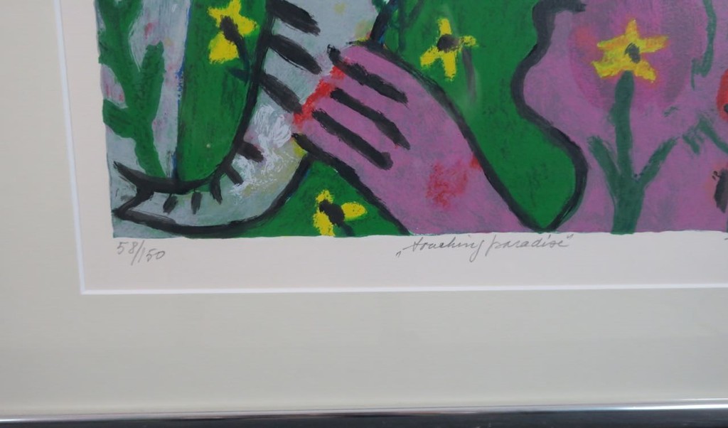 Hans Truijen: Zeefdruk, Touching paradise - Ingelijst kopen? Bied vanaf 70!