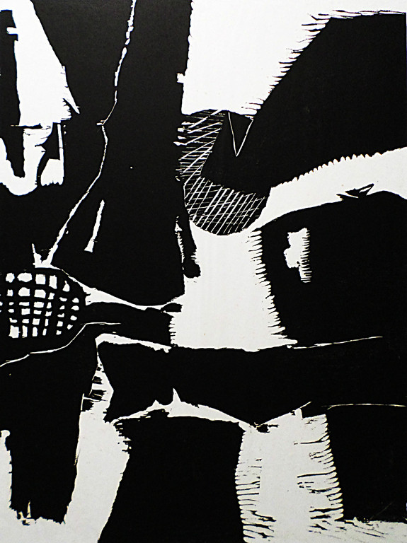 Guillaume Le Roy - Abstracte voorstelling, houtsnede (mooi gemonteerd) kopen? Bied vanaf 45!