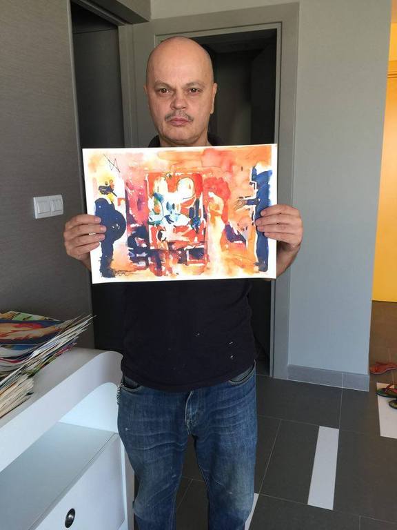 Peter Klashorst - gemengde techniek op aquarel papier - ME in the Spuistraat... kopen? Bied vanaf 60!