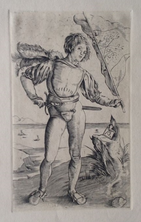 Laatste keer: Albrecht Dürer - Jongeman met vaandel - ets kopen? Bied vanaf 275!