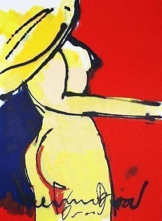 HERMAN BROOD Gr Zeefdruk op LINNEN en houten frame  NAKED BEAUTY  Handgesigneerd verkocht voor € 450!