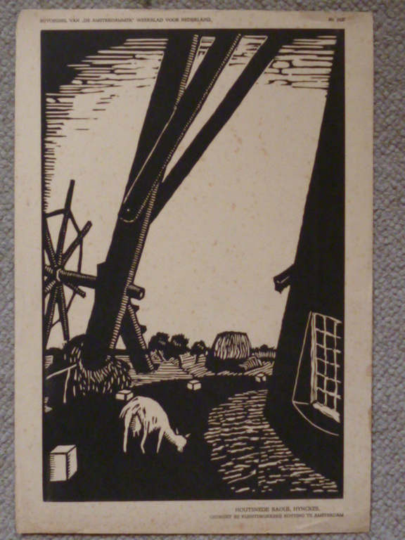 Raoul Hynckes - houtsnede - Geit bij molen kopen? Bied vanaf 25!