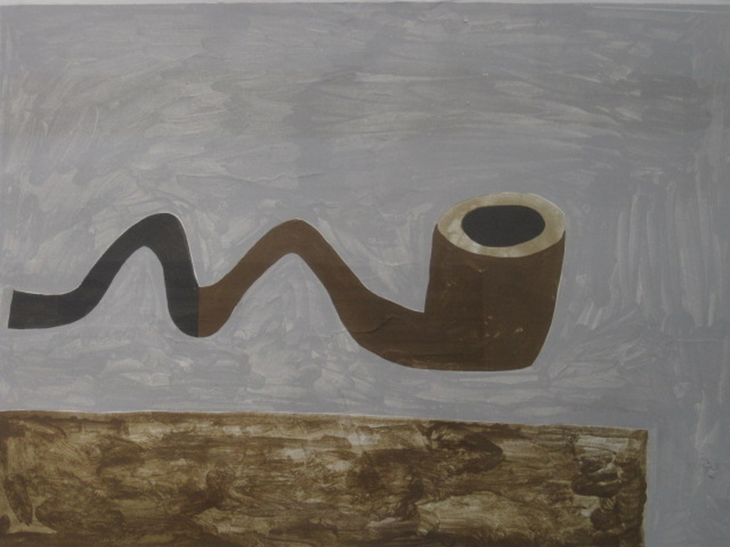 Klaas Gubbels grote litho "bruine pijp" 1984 gesigneerd  kopen? Bied vanaf 1!