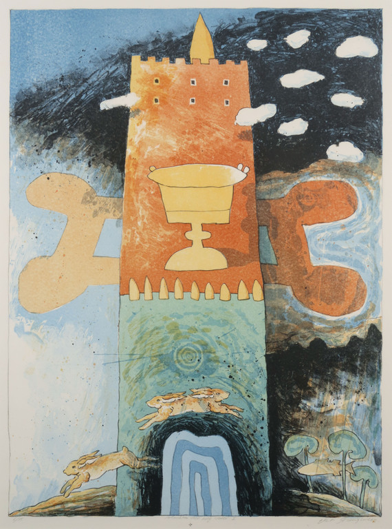 Gert Strengholt: Litho, Vluchten voor hoog water II - Ingelijst kopen? Bied vanaf 20!