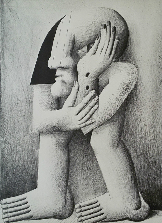 Horst Antes - Horst Antes - Figur mit zwei Wunde, litho verkocht voor € 195!