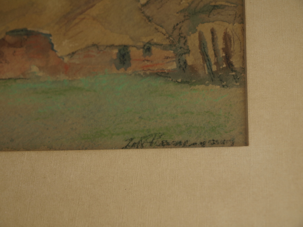 Onbekend : Aquarel / tekening , Boerderij – Gesigneerd & ingelijst  kopen? Bied vanaf 1!