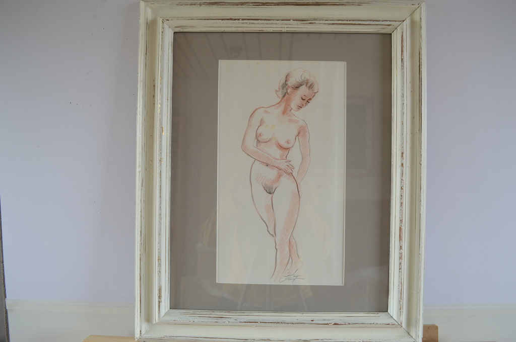 Jan Sluijters jr. naakt in rood/zwart krijt z.j. 25 x 42 verkocht voor € 180!