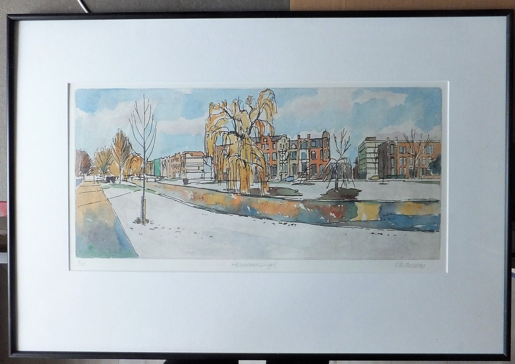 Christophe Aussems - ingekleurde ets - Heemraadssingel, Rotterdam verkocht voor € 75!